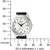 Montre pour femme avec bracelet en cuir noir et cadran argenté, indication de taille