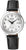 Montre pour femme avec bracelet en cuir noir, cadran argenté et guichet date
