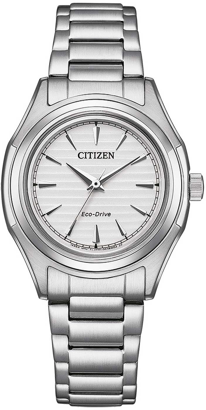 Montre pour femme en acier inoxydable avec cadran blanc et affichage Eco-Drive