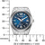 Montre pour femme avec cadran bleu, grands chiffres et aiguilles argentées