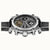 Ingersoll Herren-Armbanduhr: offenes Zifferblatt mit Mond-/Sonnenphase und schwarzem Lederband, seitliche Ansicht.