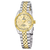 Damenarmbanduhr mit Gold-Silber-Gliederarmband, gelbem Zifferblatt und Saphir