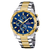 Festina Chronograph Herrenuhr mit blauem Zifferblatt und gold-silbernem Edelstahlband