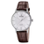 Festina Herrenuhr mit weißem Zifferblatt und braunem Lederarmband, rundes Gehäuse