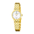 Damenarmbanduhr mit goldenem Edelstahlarmband und rundem weißem Zifferblatt