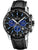 FESTINA Chronograph Herrenarmbanduhr mit schwarzem Zifferblatt und Lederband, blaue Zähler