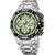 Montre homme en acier inoxydable avec cadran chronographe vert et lunette noire