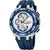 Montre pour homme avec cadran bleu et bracelet en silicone bleu, chronographe