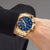 Festina Chronograph-Herrenuhr am Handgelenk, blaues Zifferblatt, goldfarbener Edelstahl