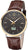 Montre Ruhla REGENT-FR avec bracelet en cuir marron, cadran noir et affichage de la date