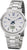 Montre Regent pour homme avec bracelet en métal argenté, cadran blanc, aiguilles bleues et affichage de la date