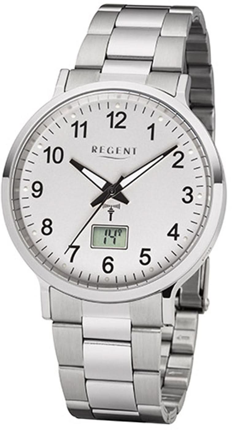 Montre analogique avec bracelet en acier inoxydable argenté, cadran blanc, affichage de la date