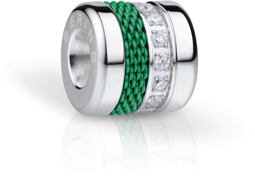 Charm en acier inoxydable avec tresse verte et pierres décoratives