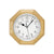 Funk-Wanduhr aus Buchenholz mit weißem Zifferblatt und schwarzen Zeigern