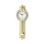 Wanduhr in Goldfarben mit rundem Ziffernblatt und sichtbarem Pendelpendel