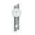 Wanduhr mit rundem Ziffernblatt, Glasfront und Pendelwerk, silbernes Metallgehäuse