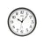 Runde AMS Funk-Wanduhr mit dunklem Rand, schwarzen Zeigern und Zahlen auf weißem Zifferblatt