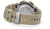 Montre Casio G-Shock pour homme vue de côté, bracelet beige avec maillons métalliques et boucle