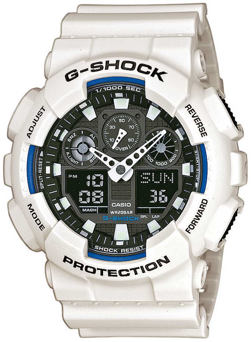 Montre pour homme avec boîtier blanc et cadran noir, affichage chronographe