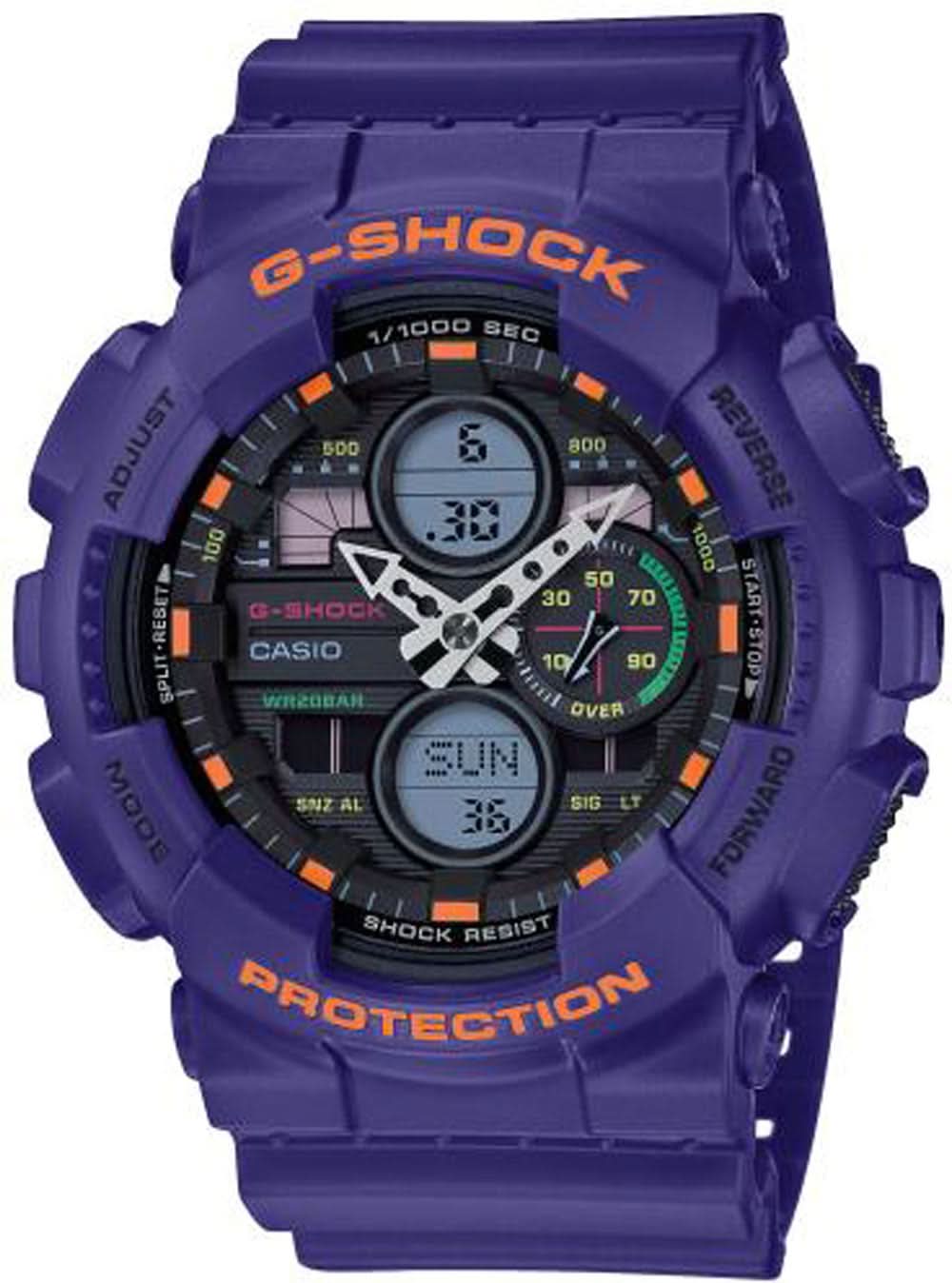 Montre Casio G-Shock pour homme avec bracelet rond en plastique bleu et cadran numérique-analogique