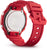 Montre homme avec lunette rouge et fond argenté sur bracelet en caoutchouc.