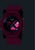 Montre pour homme avec bracelet violet foncé et cadran noir avec affichage magenta