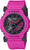 Montre homme avec bracelet en silicone rose, cadran noir et affichage numérique