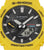 Montre pour homme avec lunette jaune et cadran noir, aiguilles et index