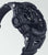 Herrenarmbanduhr seitliche Ansicht mit Tasten und Schutzbügel, schwarzes Armband
