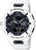 Casio G-Shock montre homme avec boîtier blanc et cadran noir, vue de face complète