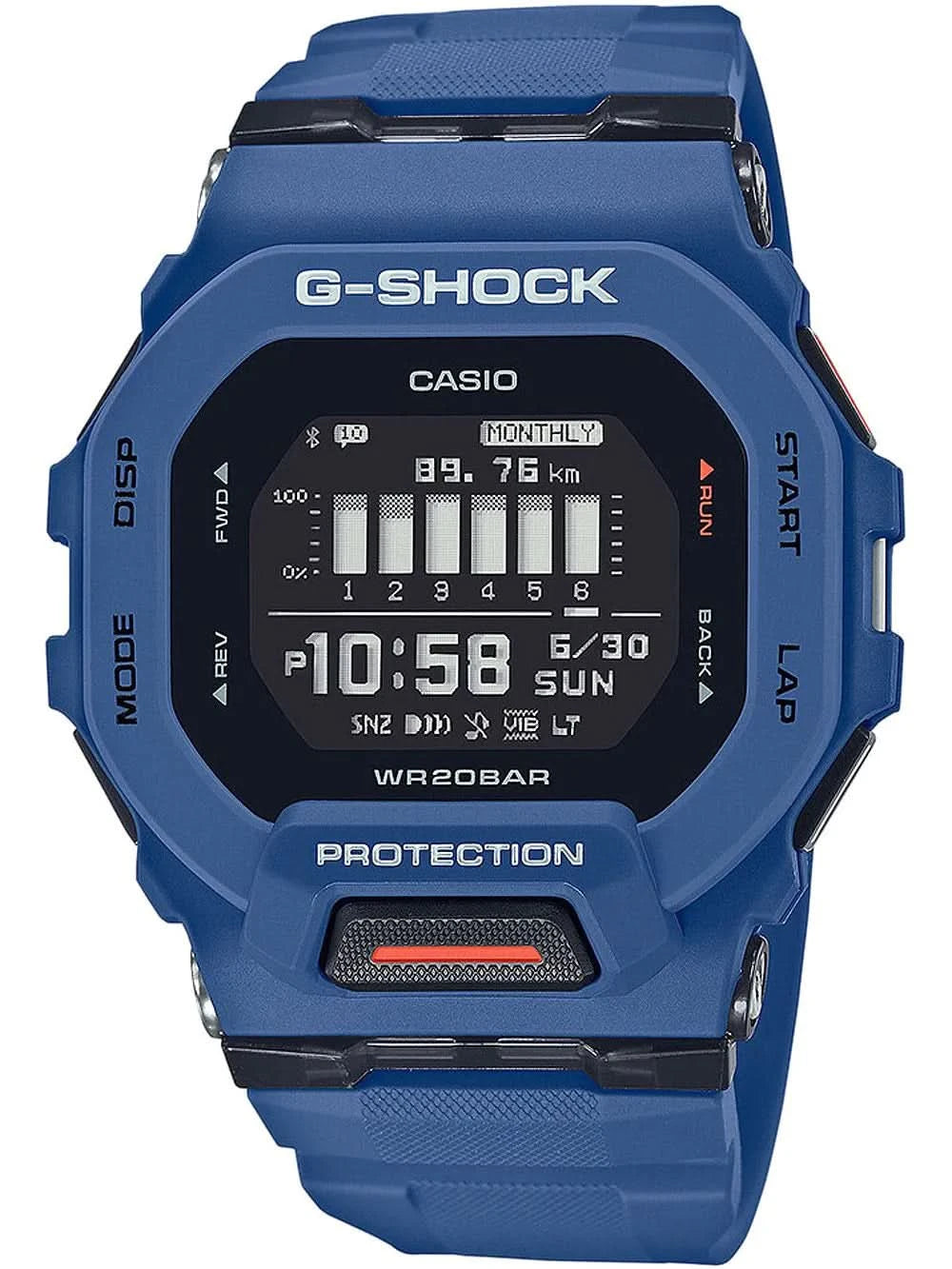 Montre G-Shock pour homme avec bracelet en plastique bleu et affichage numérique