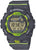 Montre Casio G-Shock avec affichage numérique, lunette et boîtier noirs et verts.