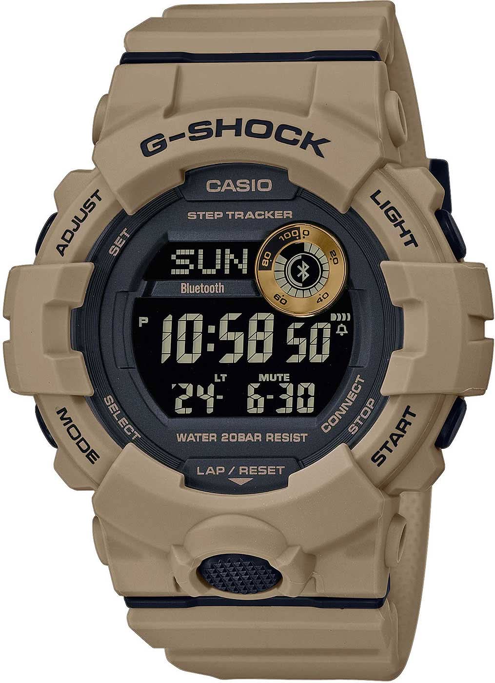 Montre Casio G-Shock pour homme avec bracelet en résine beige et affichage numérique, cadran