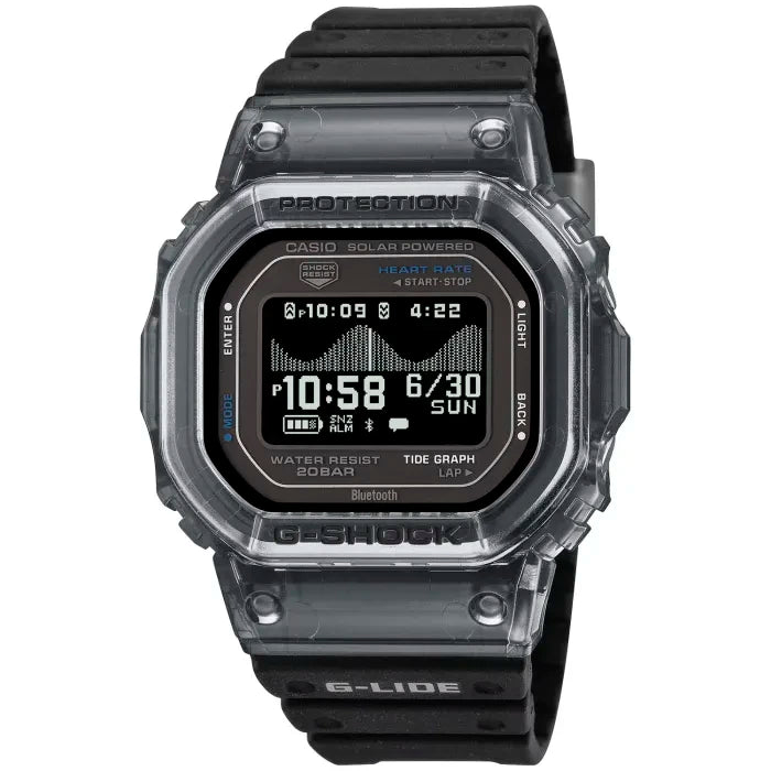 Casio G-Shock G-Lide Herren-Armbanduhr mit transparentem Armband und digitalem Display
