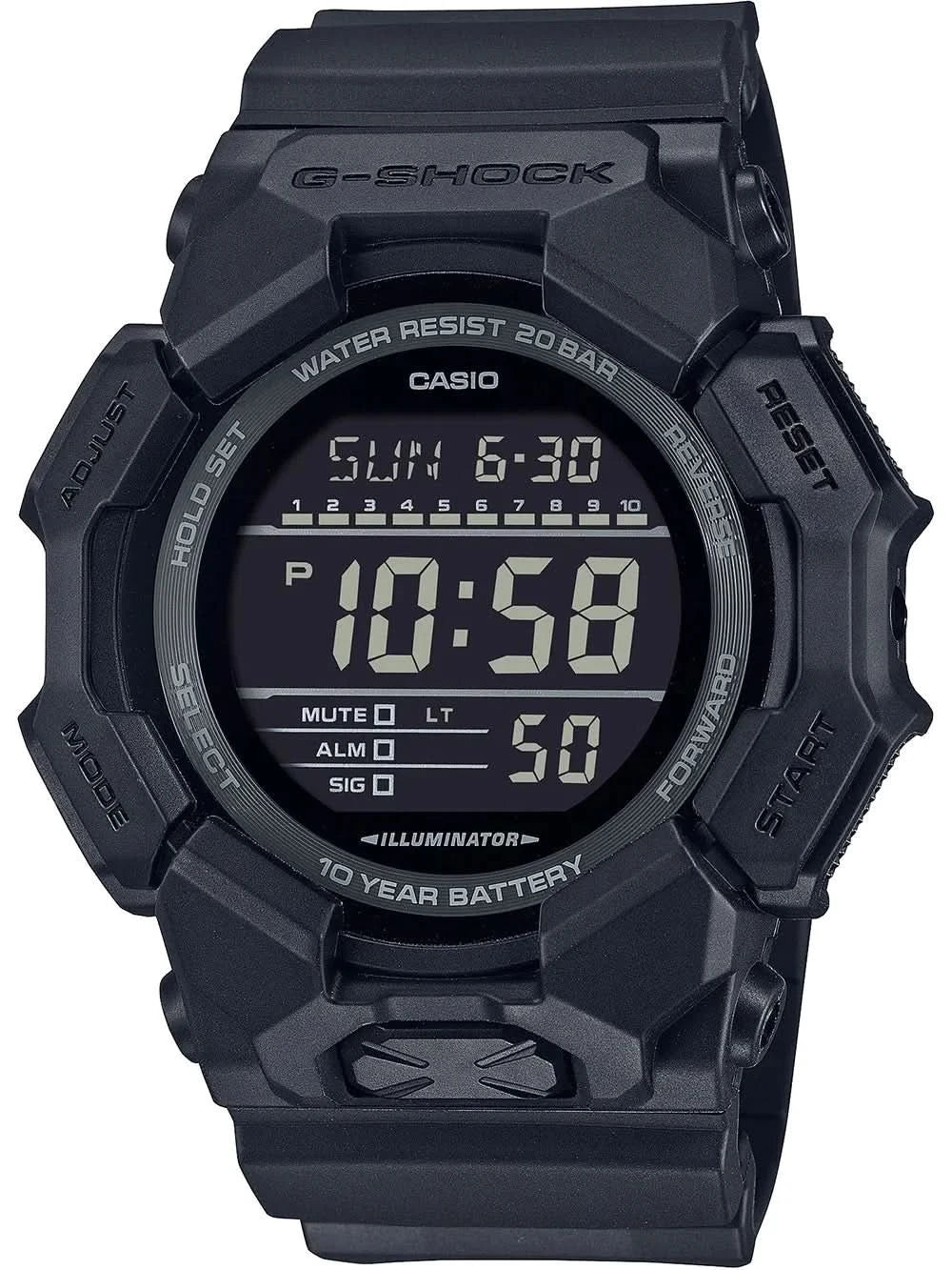 Casio G-Shock Montre homme avec affichage numérique, boîtier et bracelet foncés