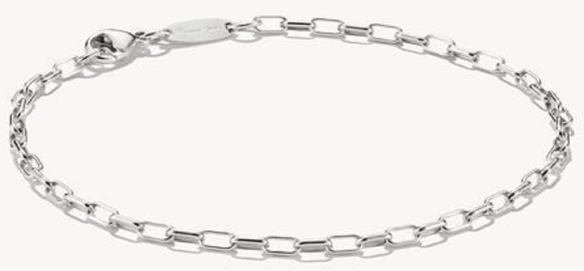 Bracelet gourmette argenté avec un design de maillons continus