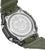 Fond de boîtier de montre pour homme avec impression, fond métallique et bracelet en silicone vert.