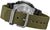 Bracelet Casio G-Shock avec bracelet textile vert et boucle ardillon argentée, supports noirs.