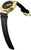 Bracelet pour homme, vue 3/4 : dessus doré et bracelet noir