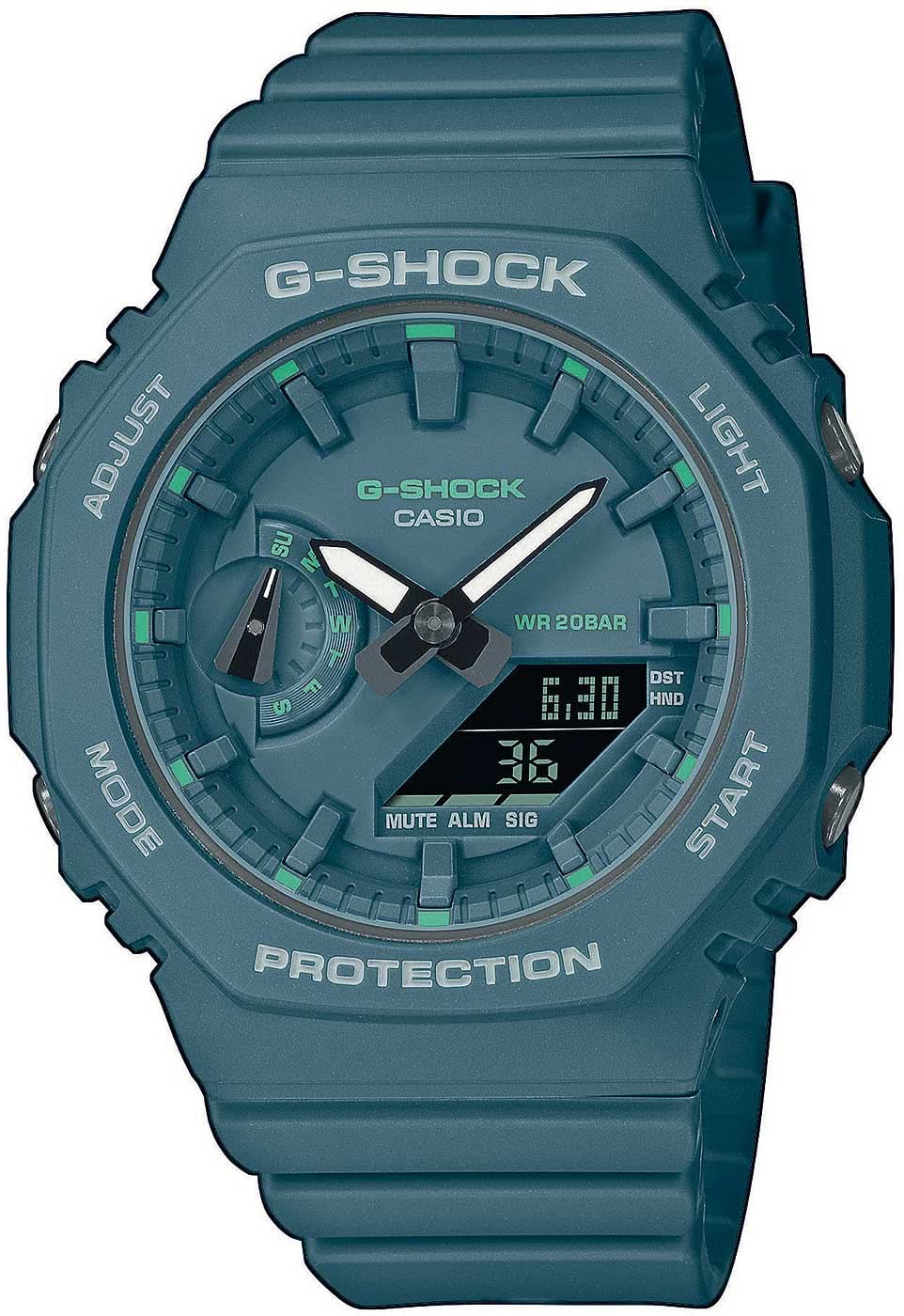 Casio G-SHOCK Montre pour femme avec bracelet bleu et boîtier rond, affichage numérique
