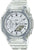 Montre pour femme avec bracelet en plastique transparent et cadran argenté et blanc