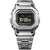 Casio G‑SHOCK Herrenuhr silbernes Edelstahlarmband, rundes Display mit Tough Solar
