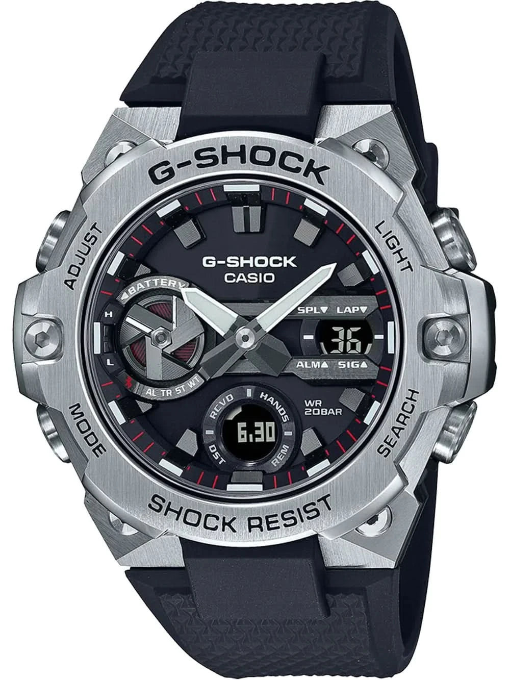Bracelet de montre pour homme en caoutchouc bleu et noir, boîtier rond en acier et cadran