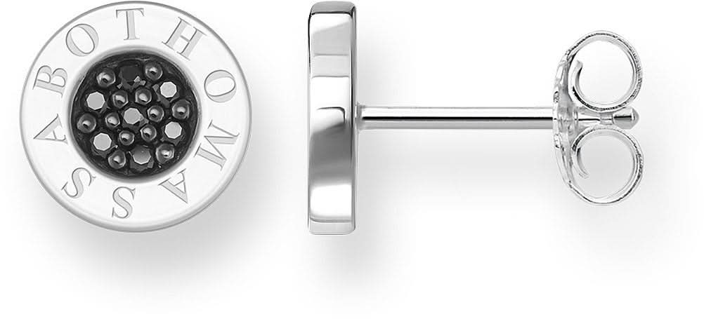Clous d'oreilles Thomas Sabo en argent sterling 925, ronds, ornés de pierres noires