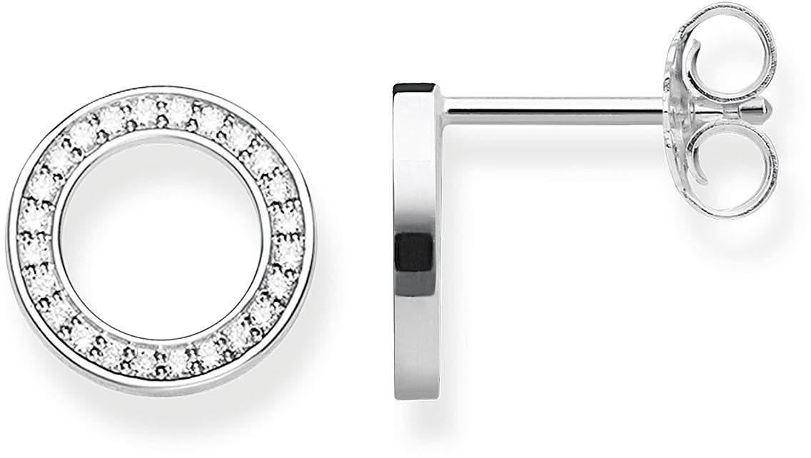 Clous d'oreilles ronds en argent sterling 925 sertis de pierres, design circulaire