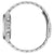 Fond d'une montre en titane pour homme avec bracelet à maillons et fond de boîtier.