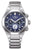 Montre chronographe pour homme avec cadran bleu et bracelet en titane.
