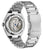 Bracelet de montre pour homme avec fond de boîtier transparent, mouvement visible, bracelet en métal argenté