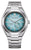 Bracelet de montre pour homme avec boîtier argenté et cadran bleu, logo automatique
