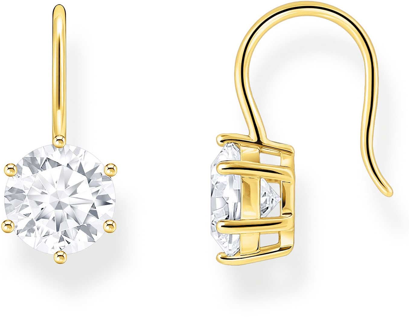 Thomas Sabo Ohrhänger aus Gelbgold mit rundem weißem Steinbesatz
